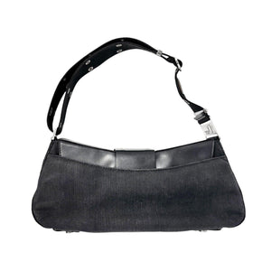 Christian Dior Vintage Street Chic Trotter Monogram Shoulder Bag Black Silver