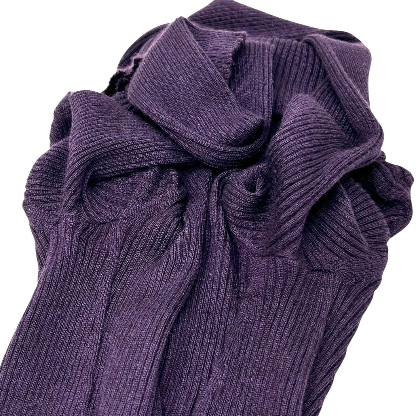 CHANEL Vintage 98A CC Logo Rib Knit Sweater Top #40 Turtleneck Purple Cashmere
