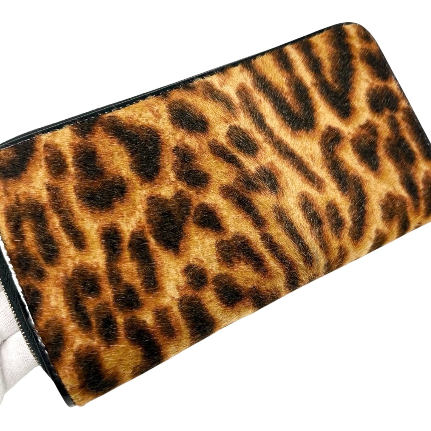 Christian Dior Vintage 2001 Logo Leopard Pony Hair Wallet Dice Charm 901815