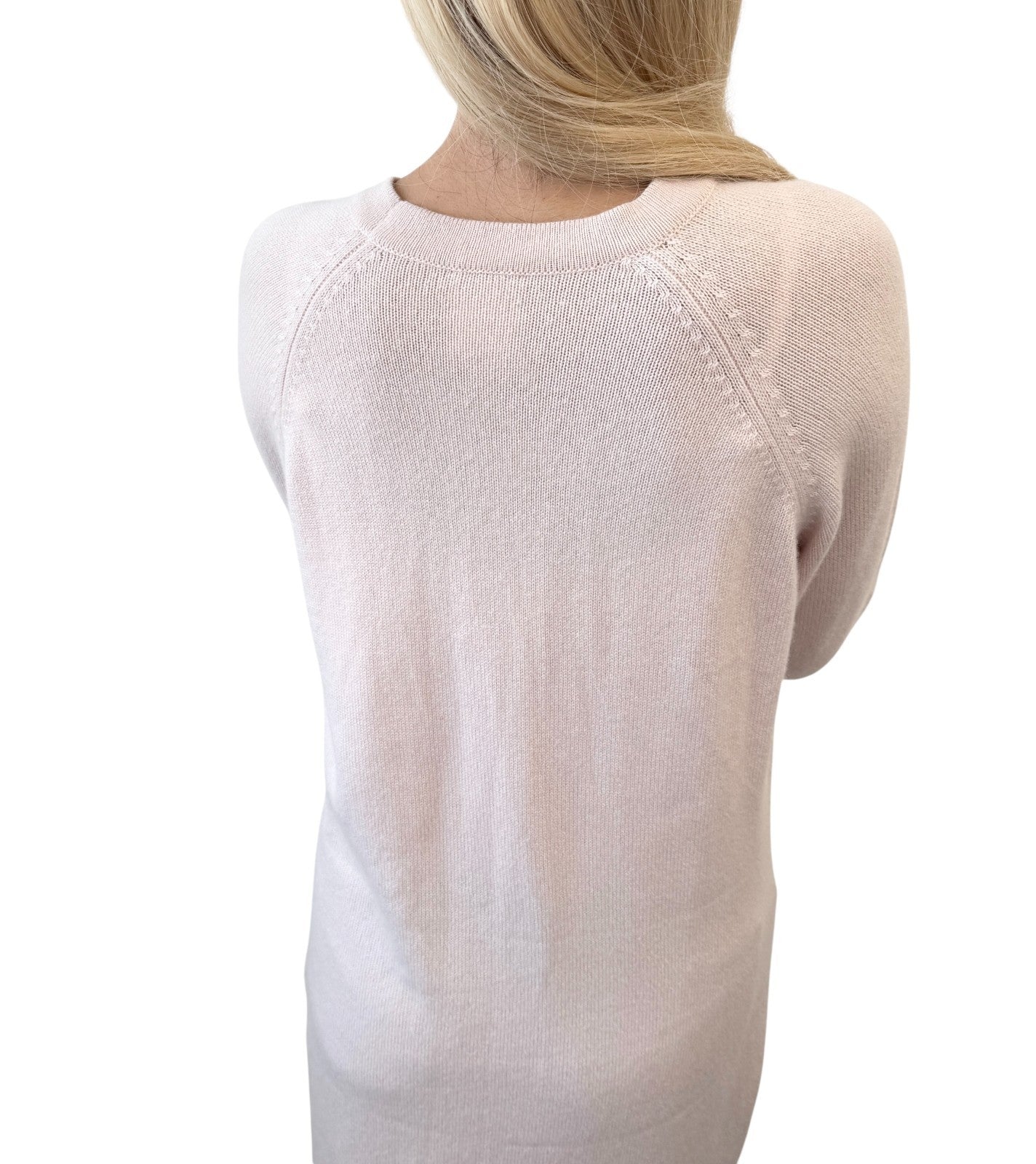 CHANEL Vintage 09A Logo Long Cardigan Top Sweater ＃40 Pink Cashmere Knit Tweed