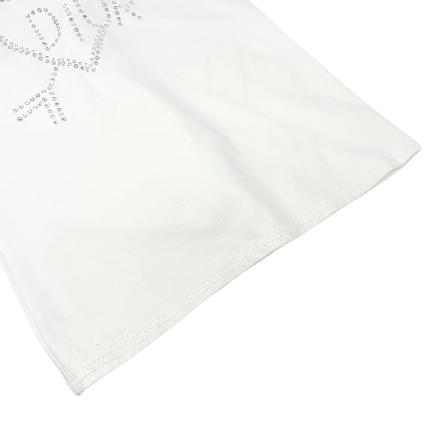 Christian Dior Vintage I Love Logo Rhinestone Top Off Shoulder #38 White Nylon