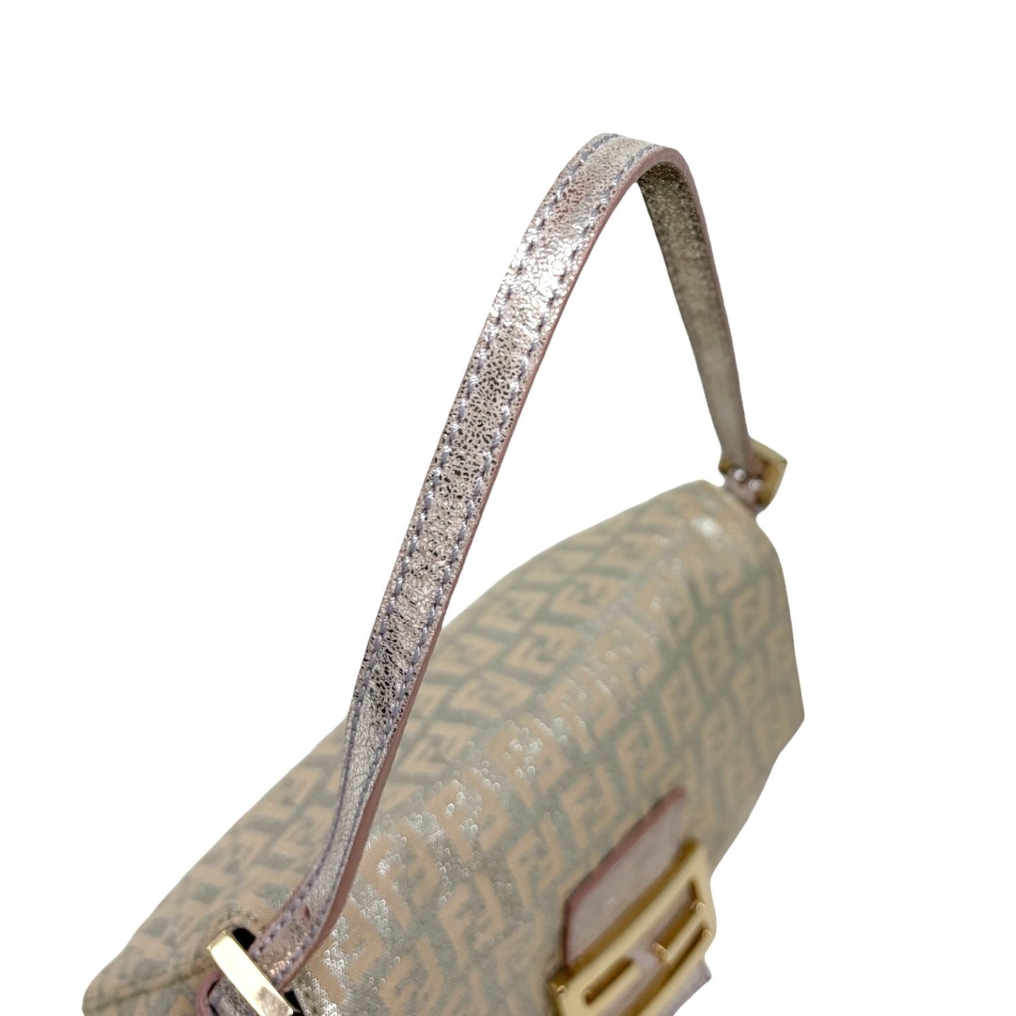 FENDI Vintage FF Zucchino Mini Mamma Baguette Shoulder Bag Pink Silver 902294