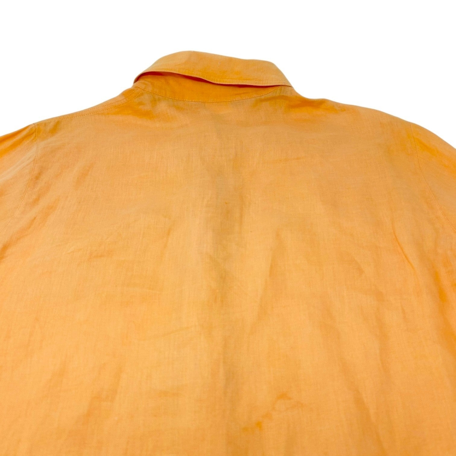 HERMES Vintage Logo Clou de Selle Button Up Shirt Top #36 Orange Gold Linen