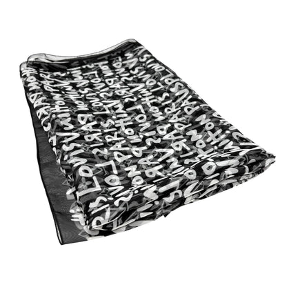 LOUIS VUITTON Monogram Graffiti Silk Scarf Wrap Stephen Sprouse Black White