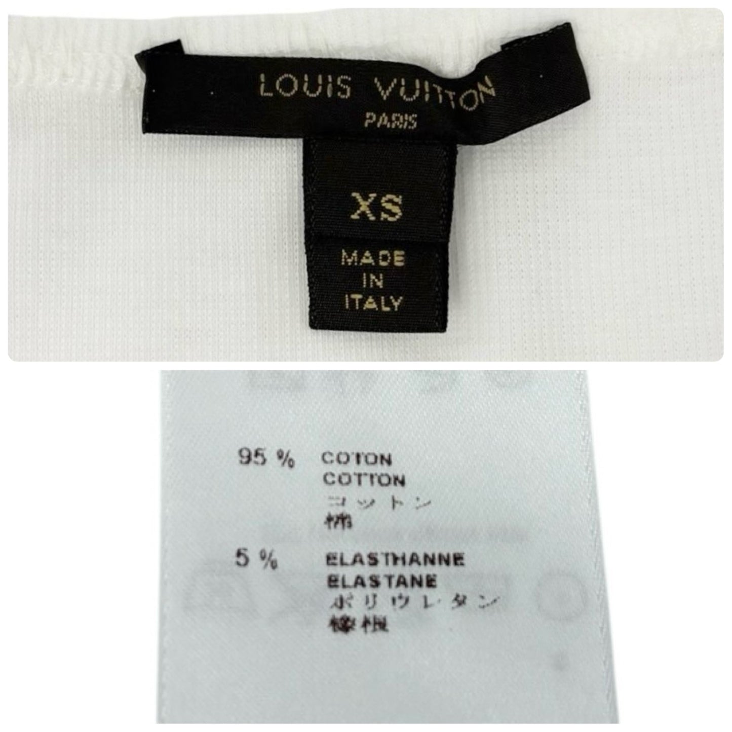 LOUIS VUITTON Vintage Beads Logo Knit Long Sleeve Top T-shirt #XS White 901954