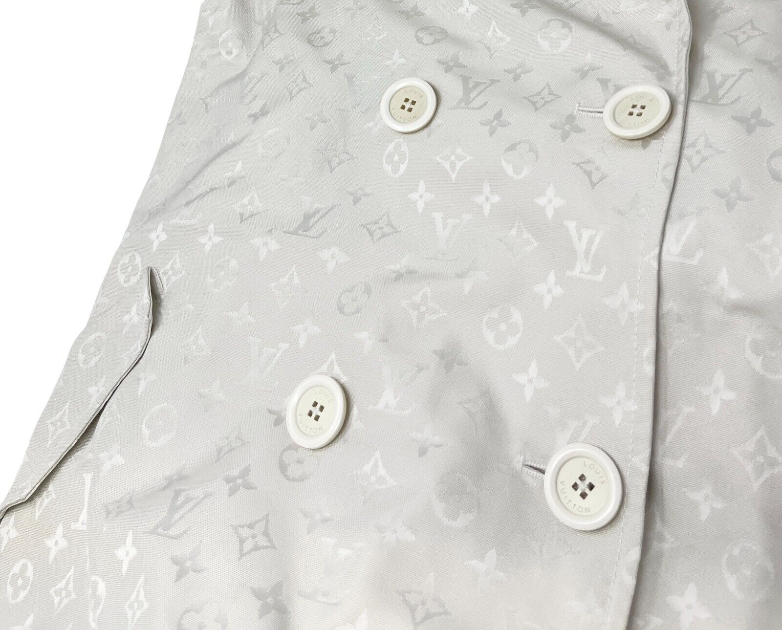 LOUIS VUITTON Vintage Monogram LV Logo Jacket #38 Cream Gold Polyester Rank AB