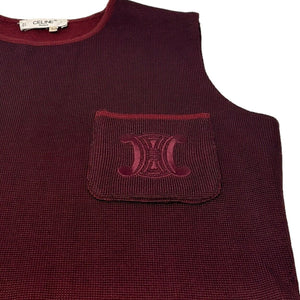 CELINE Vintage Logo Tank Top #38 Wine Red Sleeveless Top Nylon Pocket RankAB