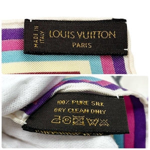 LOUIS VUITTON Vintage LV Multicolor Monogram Logo Scarf Wrap Shawl Craem