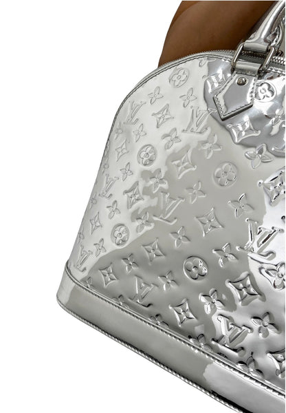 LOUIS VUITTON Vintage LV Monogram Miroir Alma GM Bag Metallic Silver 902368