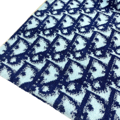 Christian Dior Vintage Trotter Monogram Beach Towel Accessory Blue Cotton RankAB