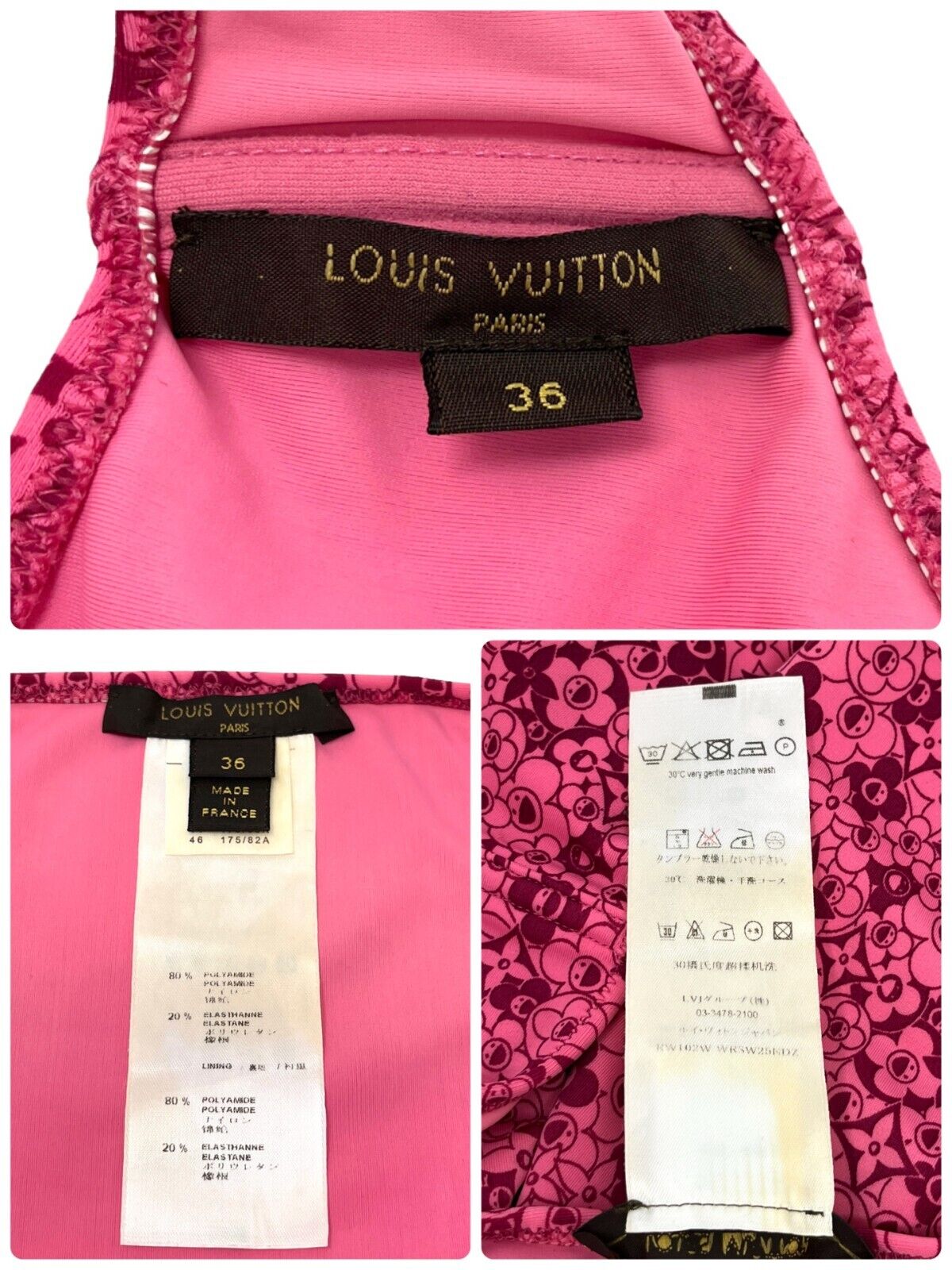 LOUIS VUITTON Vintage Takashi Murakami Cosmic Blossom Swimsuit Bikini #36 RankA