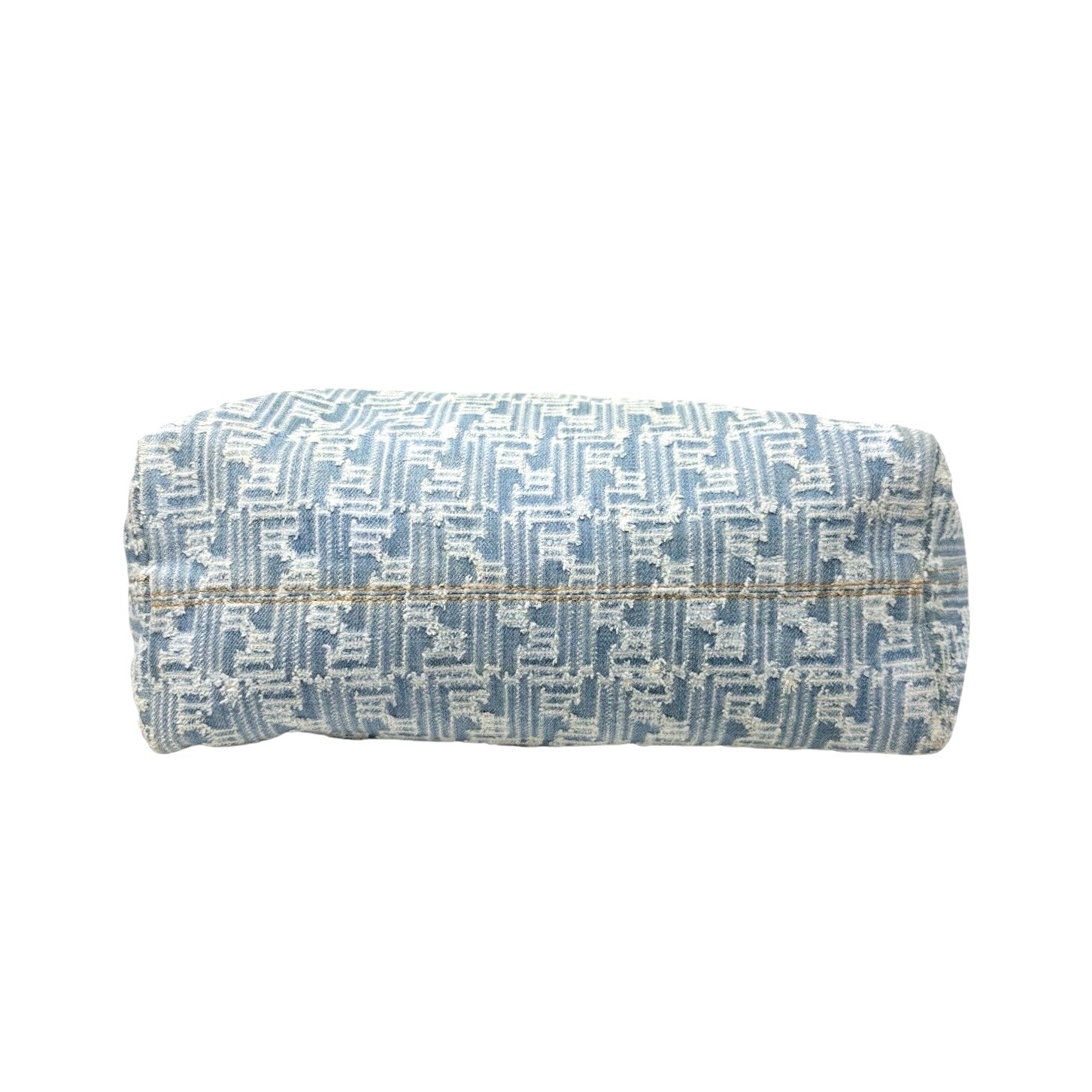 FENDI Vintage Zucca Monogram Denim Shoulder Tote Large Bag Blue FF Logo