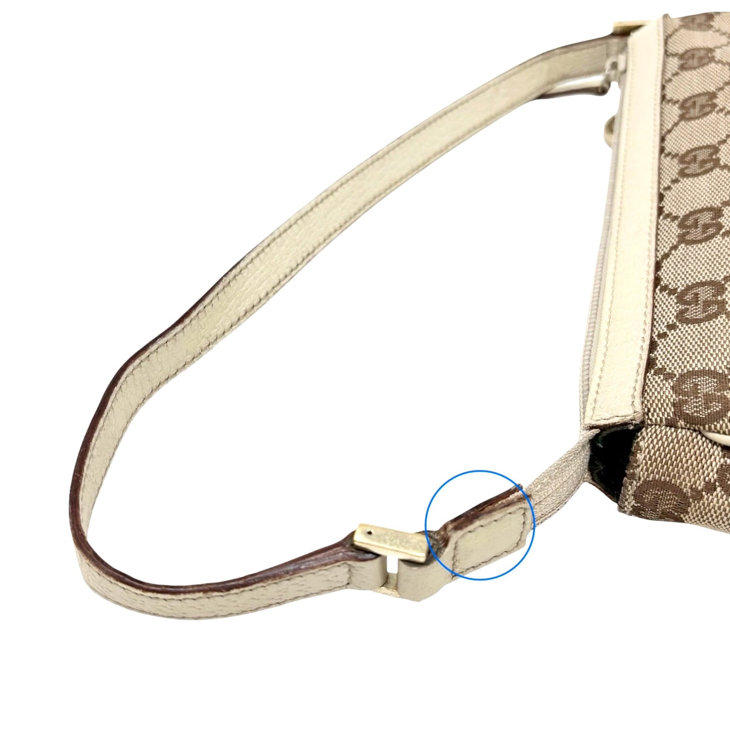 GUCCI Vintage GG Monogram Abbey Mini Shoulder Bag White Brown Canvas 901868