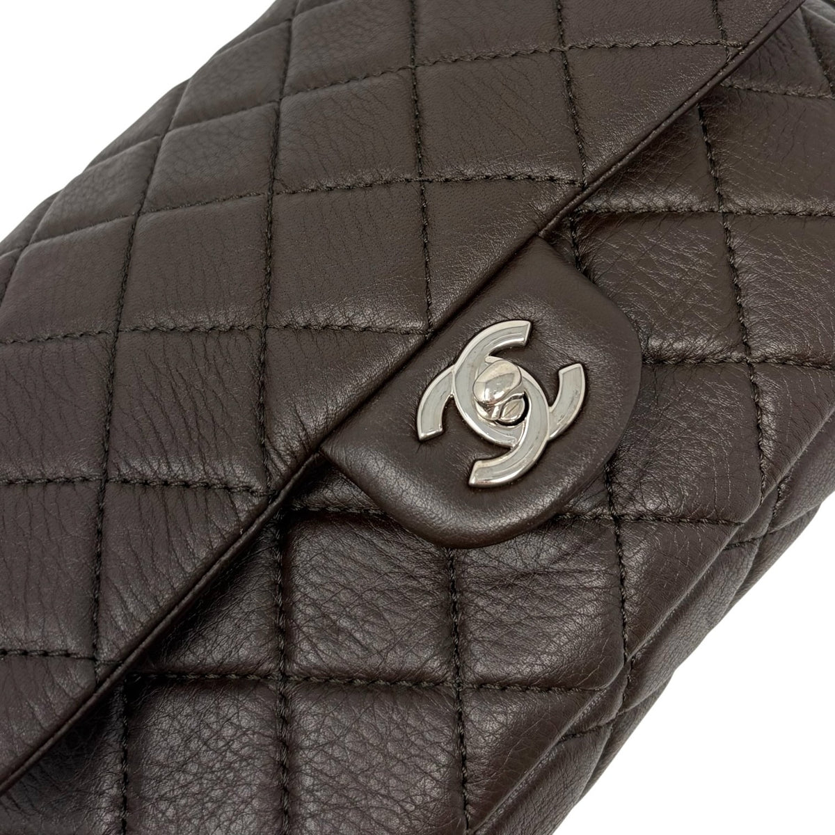 CHANEL Vintage CC Logo Quilted Chain 2way Bag Dark Brown Leather 902478