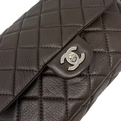 CHANEL Vintage CC Logo Quilted Chain 2way Bag Dark Brown Leather 902478