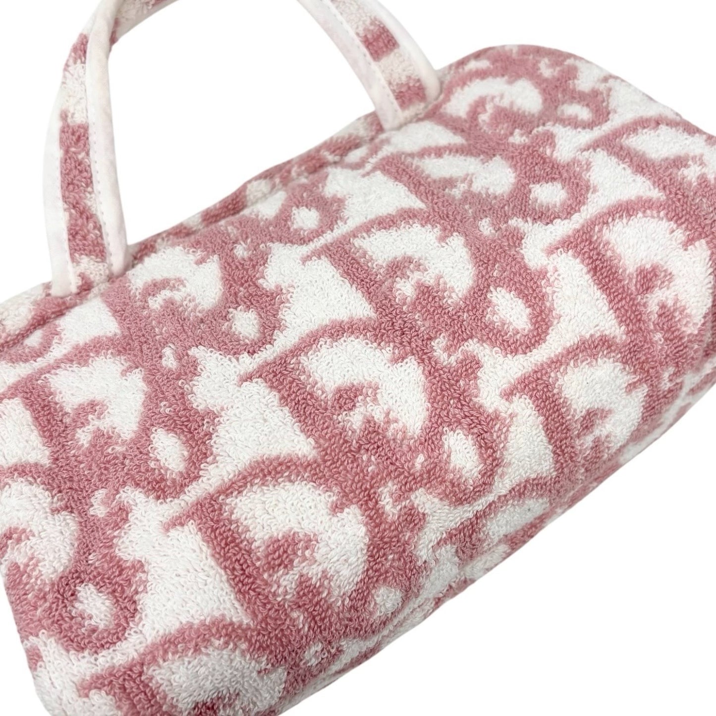 Christian Dior Vintage Trotter Monogram Terry Cloth Mini Bag Pink White 902581