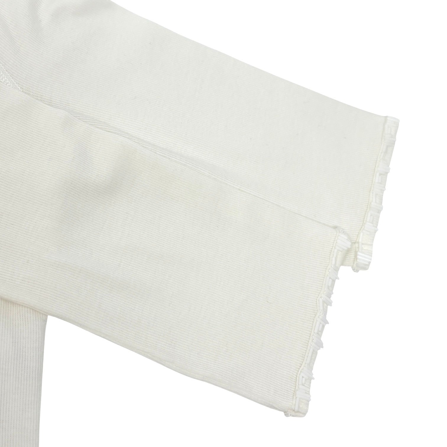 LOUIS VUITTON Vintage LV Logo Beads Knit T-shirt Top #L Cream White Cotton