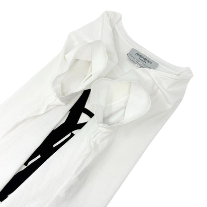 Yves Saint Laurent Vintage Logo Knit Top T-shirt #L White Black Cotton 902087