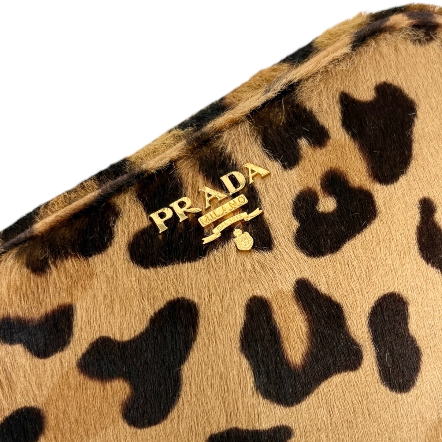 PRADA Vintage Leopard Mini Shoulder Bag Pouch Brown Pony Calf Hair 902269