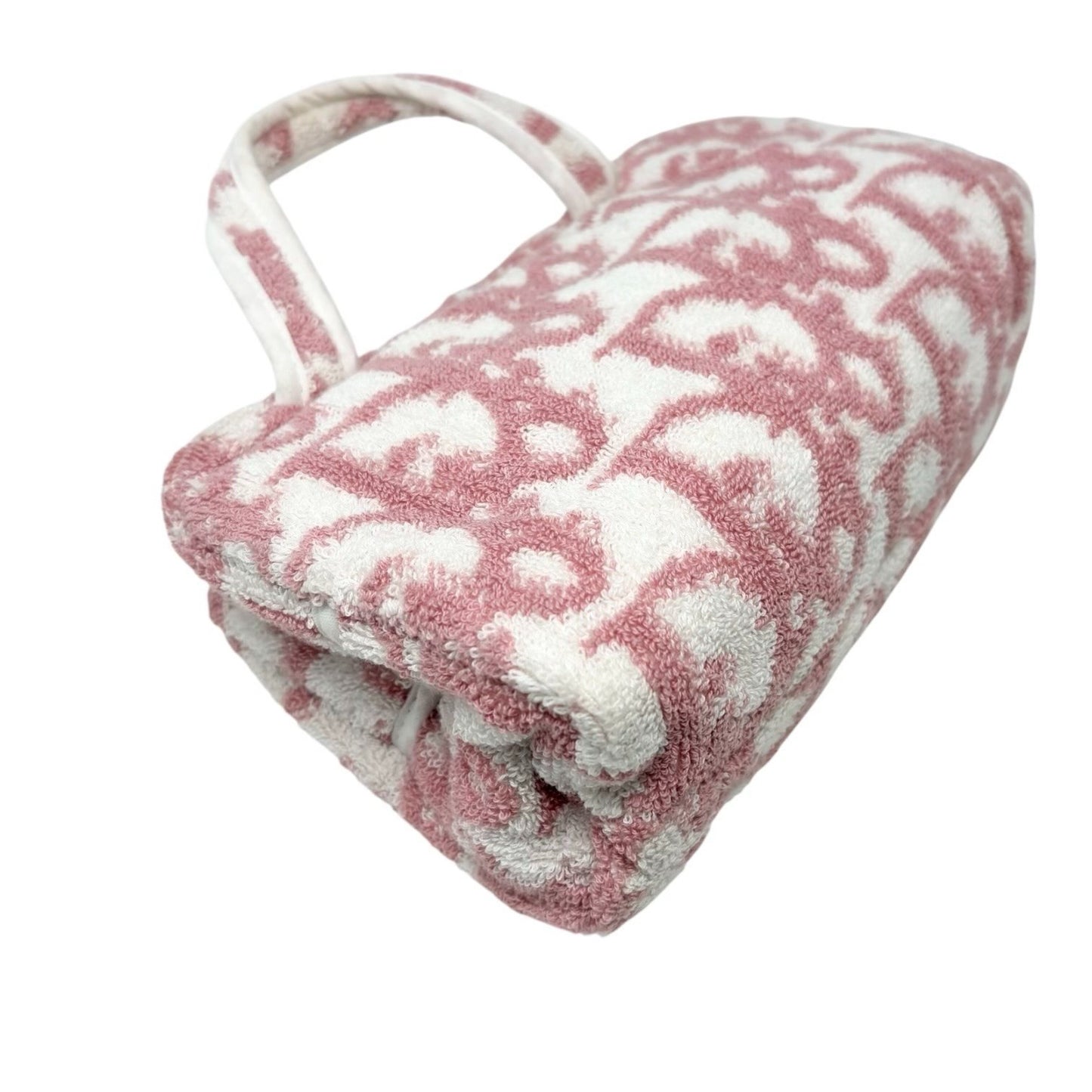 Christian Dior Vintage Trotter Monogram Terry Cloth Mini Bag Pink White 902581
