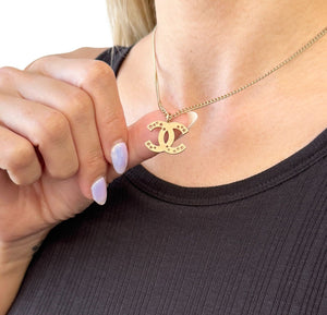 CHANEL Vintage 03A CC Mark Logo Necklace Accessory Star Jewelry Gold Metal