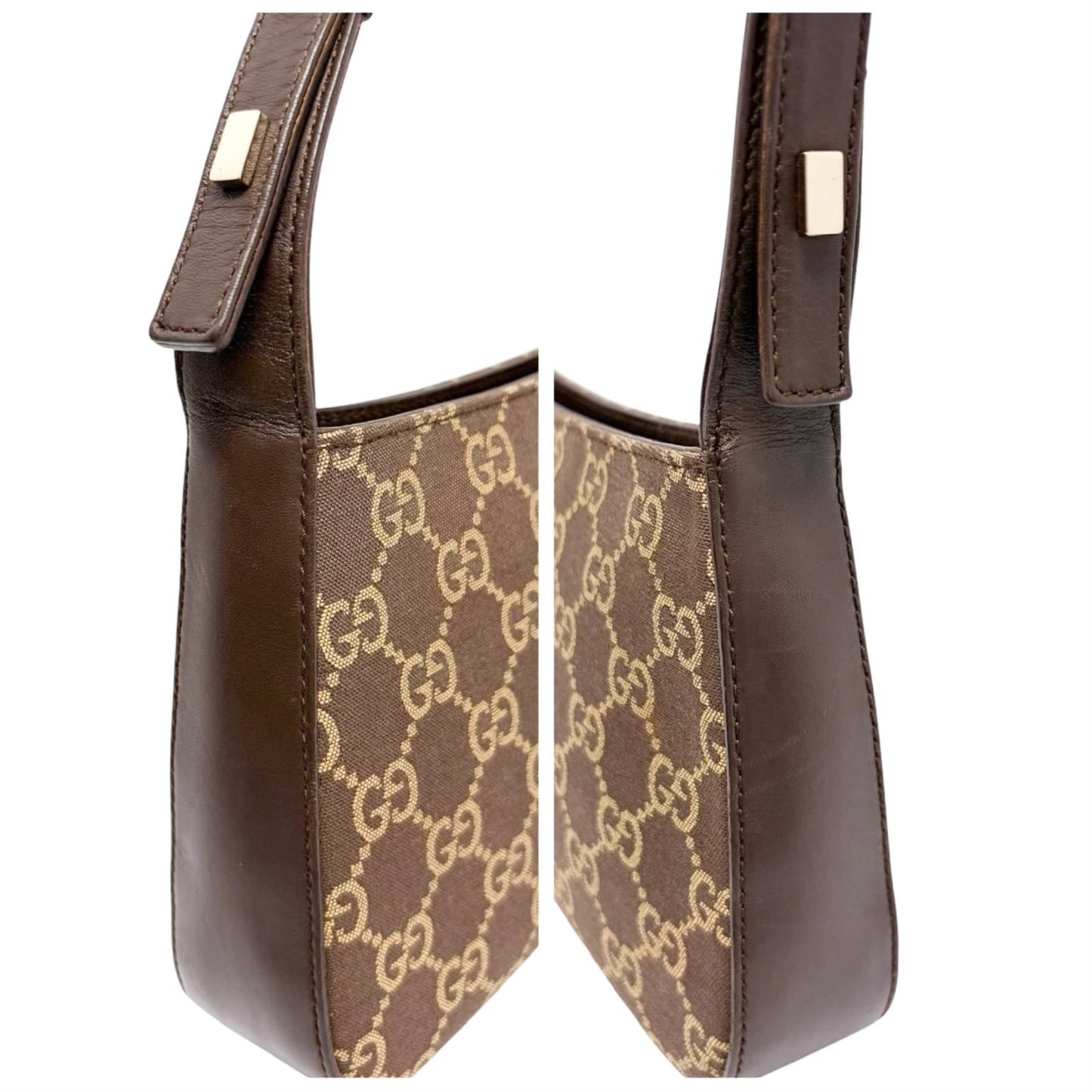 GUCCI Vintage GG Monogram Mini Shoulder Bag Pochette Brown Canvas 901851