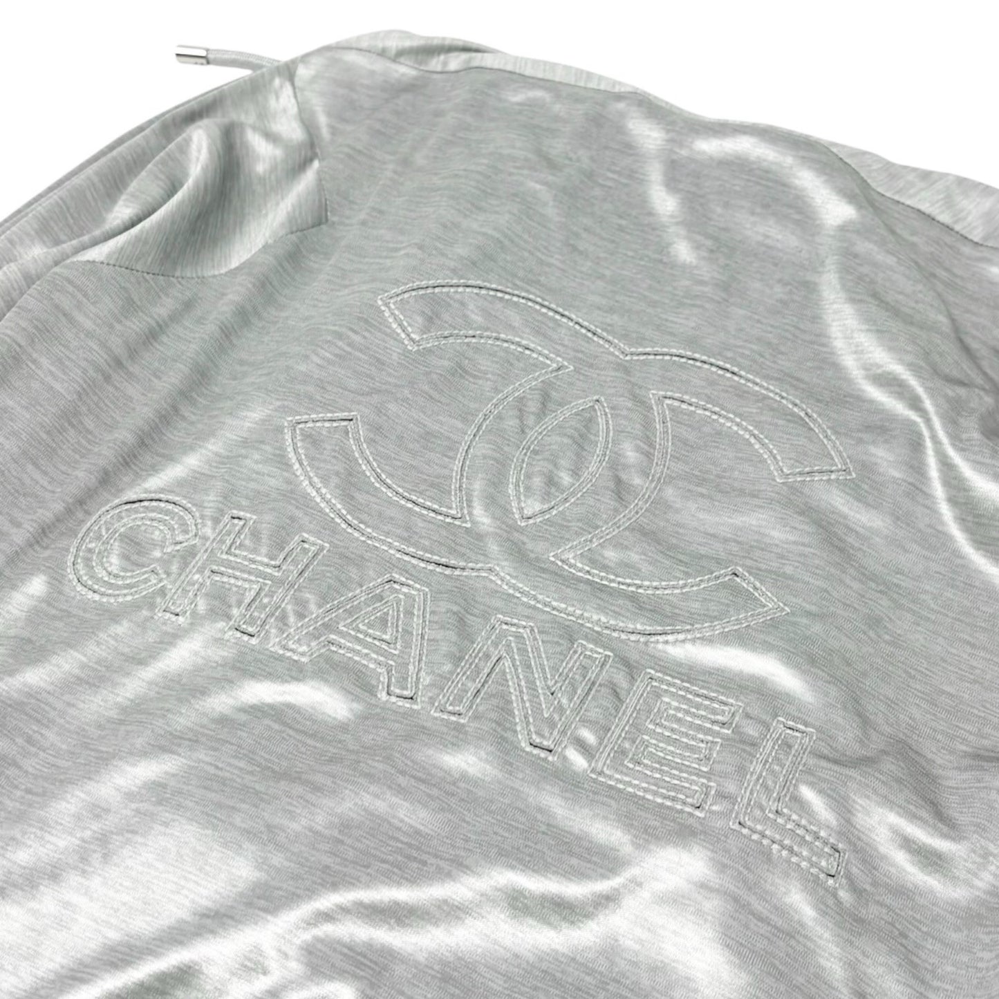 CHANEL Vintage P43484 CC Hoodie Zip Up Jacket Short Pants Set #34 Silver 901933