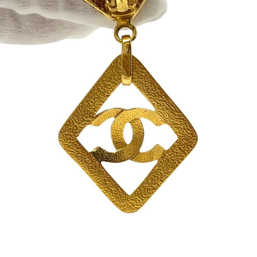 CHANEL Vintage 95P CC Logo Gold Earrings Jewelry Accessory Metal 902014