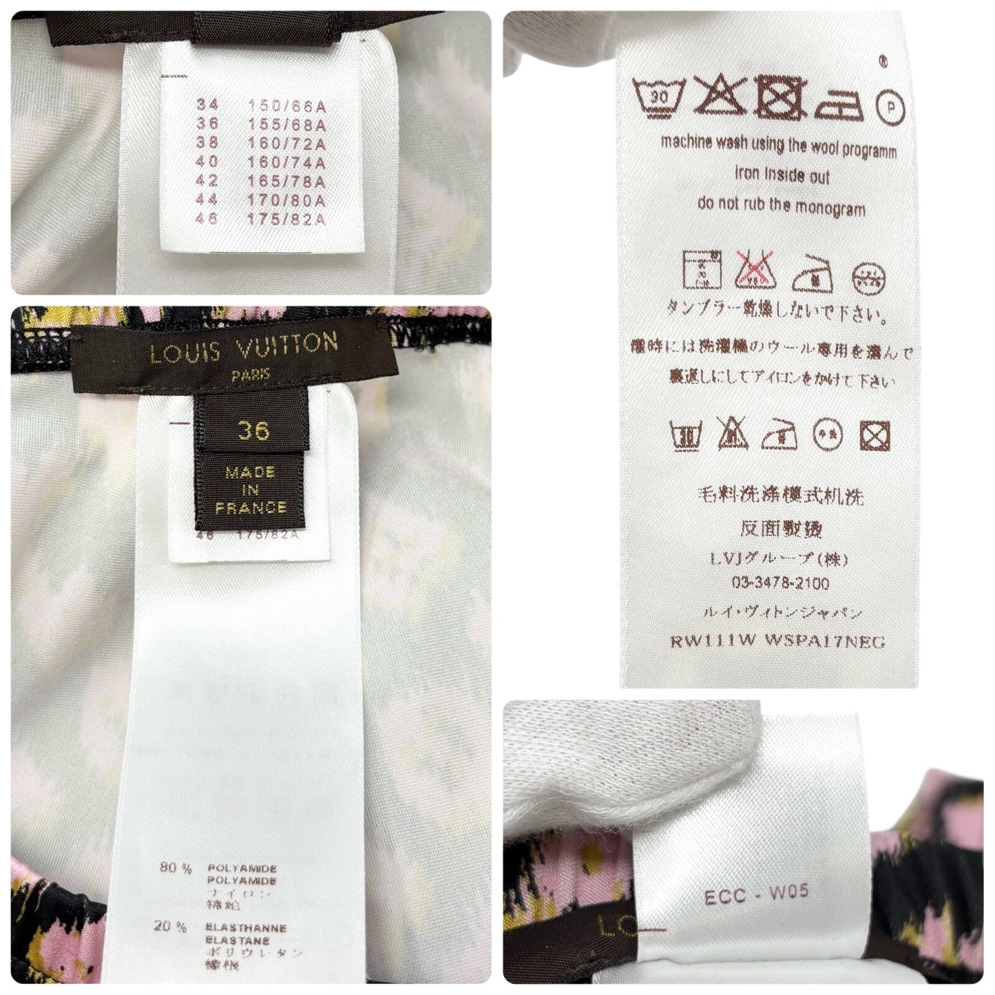 LOUIS VUITTON Vintage LV Monogram Logo Leggings Pants #36 Pink Black Nylon