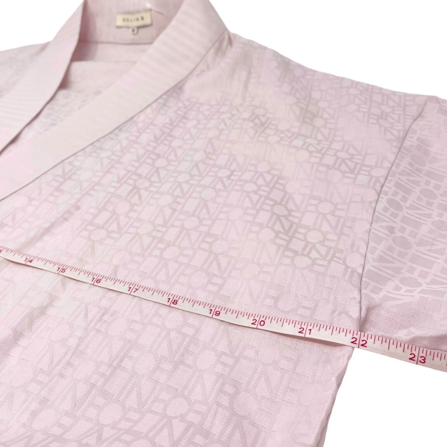 CELINE Vintage Monogram Jacket Robe #M Stripe Cotton Light Pink Rank AB+