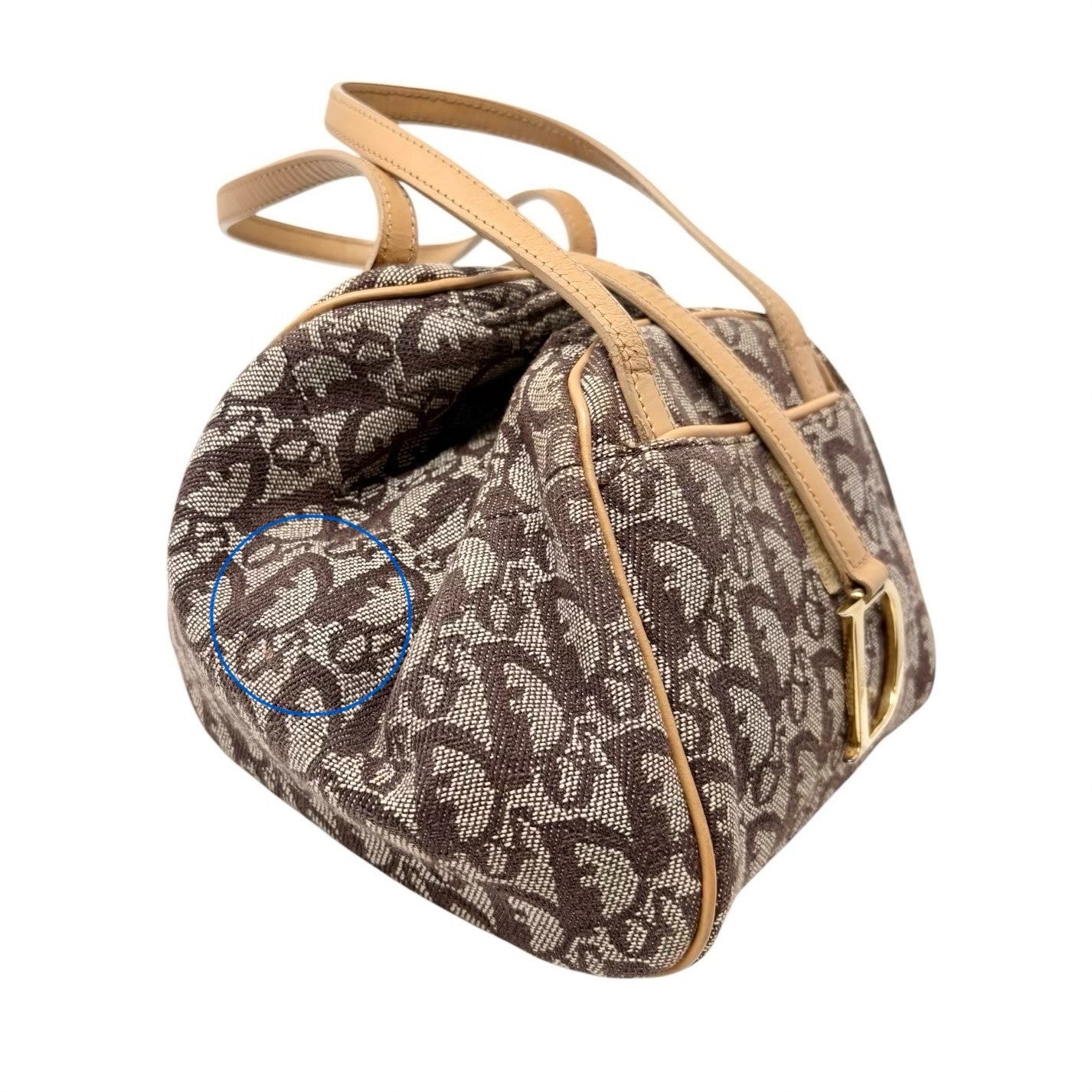 Christian Dior Vintage 2001 Trotter Monogram Mini D Charm Bag Handbag Beige