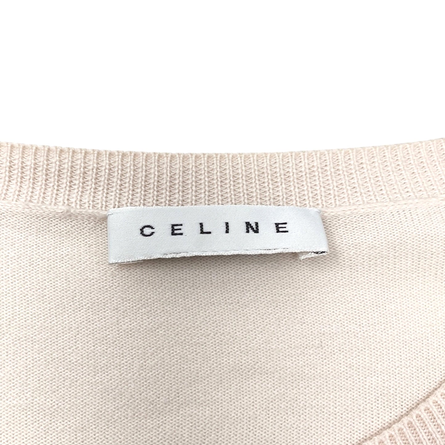 CELINE Vintage Macadam Logo Knit Cardigan Sweater Top Pink Beige 106919