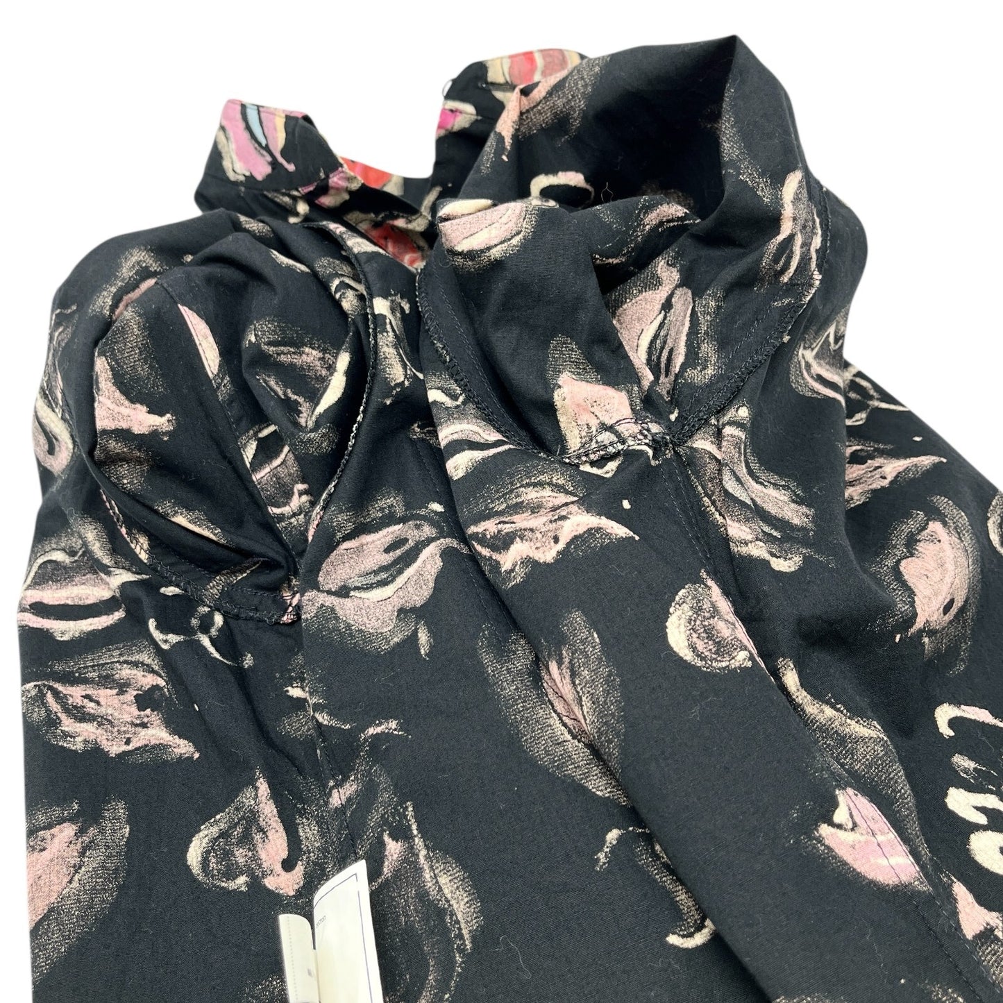 CHANEL Vintage 1995 CC Logo Lip Print Shirt Blouse Top Button Black Pink Cotton