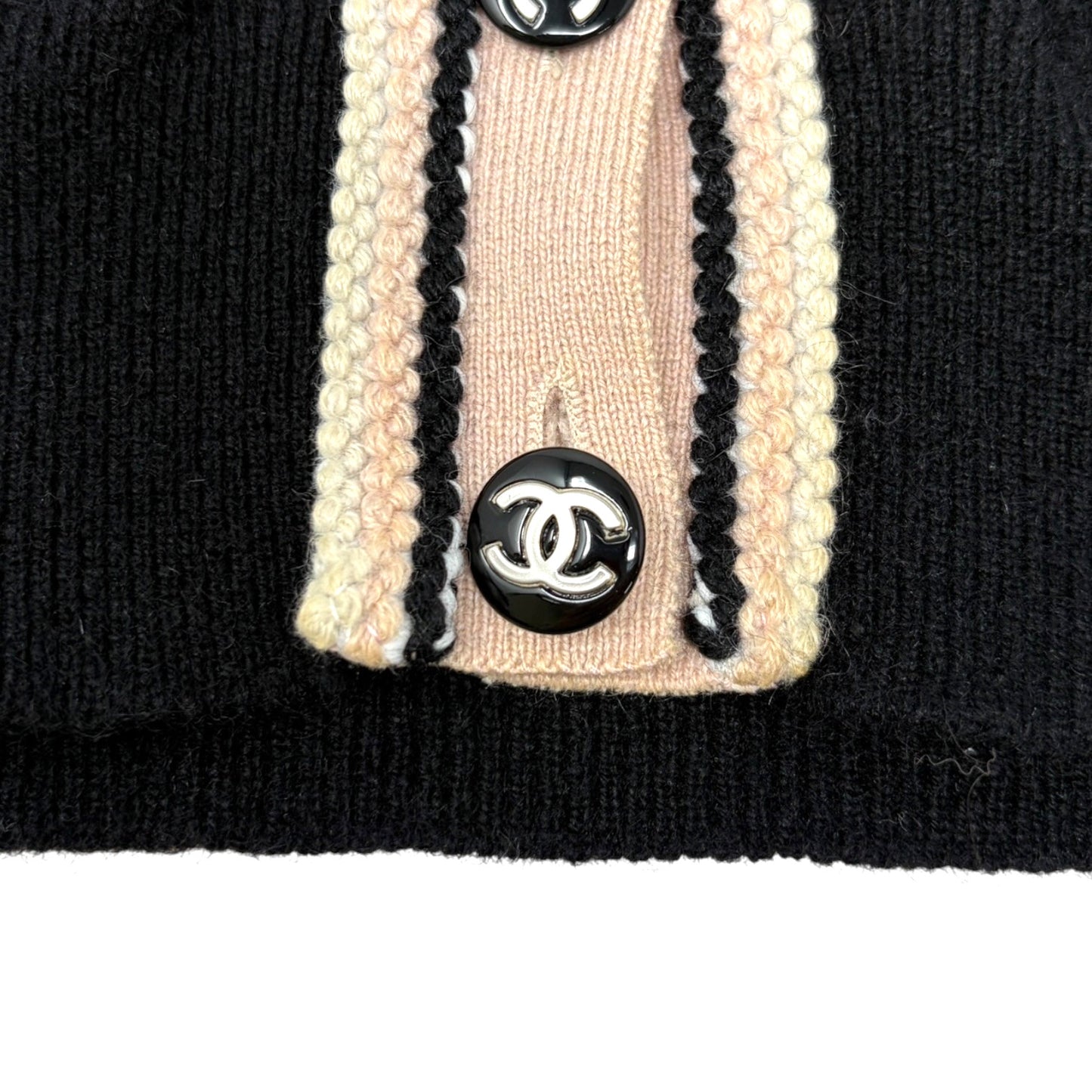CHANEL Vintage 03A CC Logo Cashmere Knit Cardigan Sweater Black 106917
