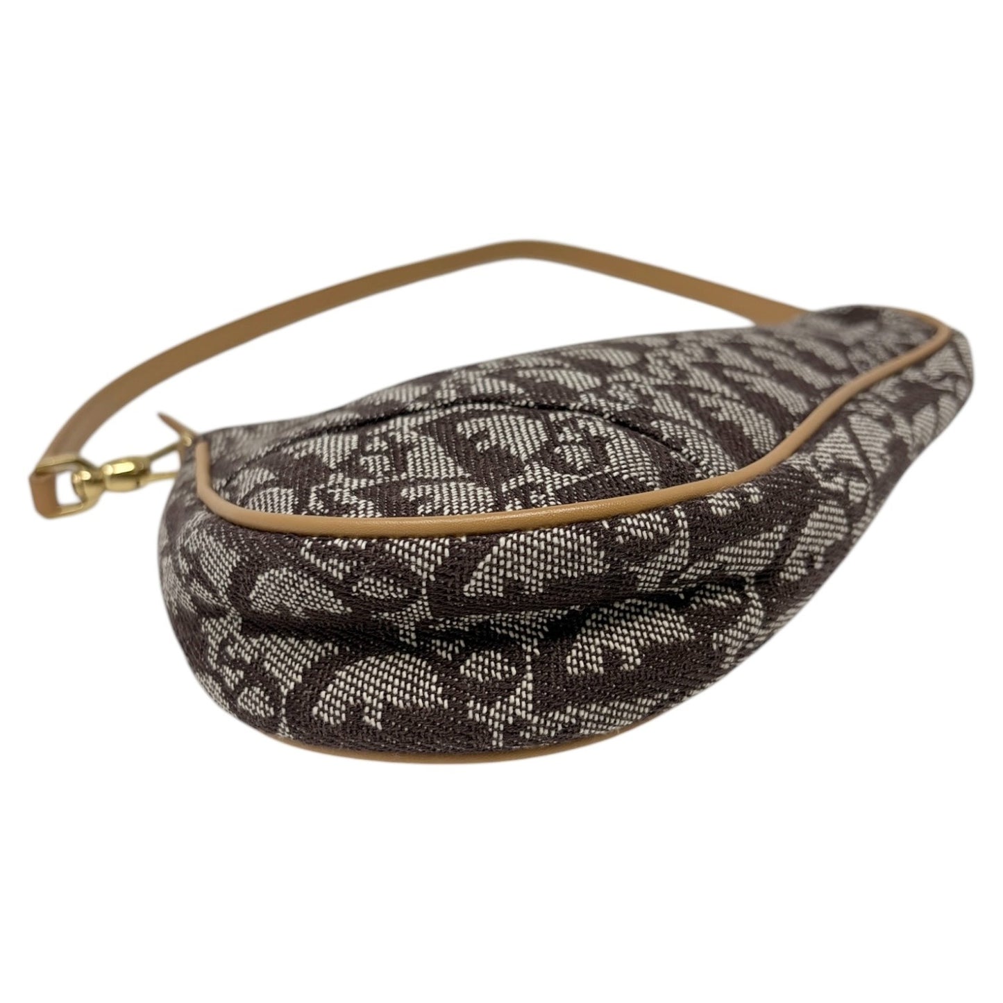 Christian Dior Vintage 2001 Trotter Monogram Mini Saddle Bag Brown Canvas Leathe