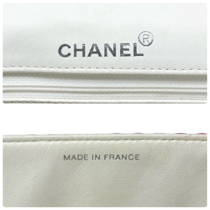 CHANEL Vintage CC Logo Quilted Chain Shoulder Bag Pink Cream Tweed 902313