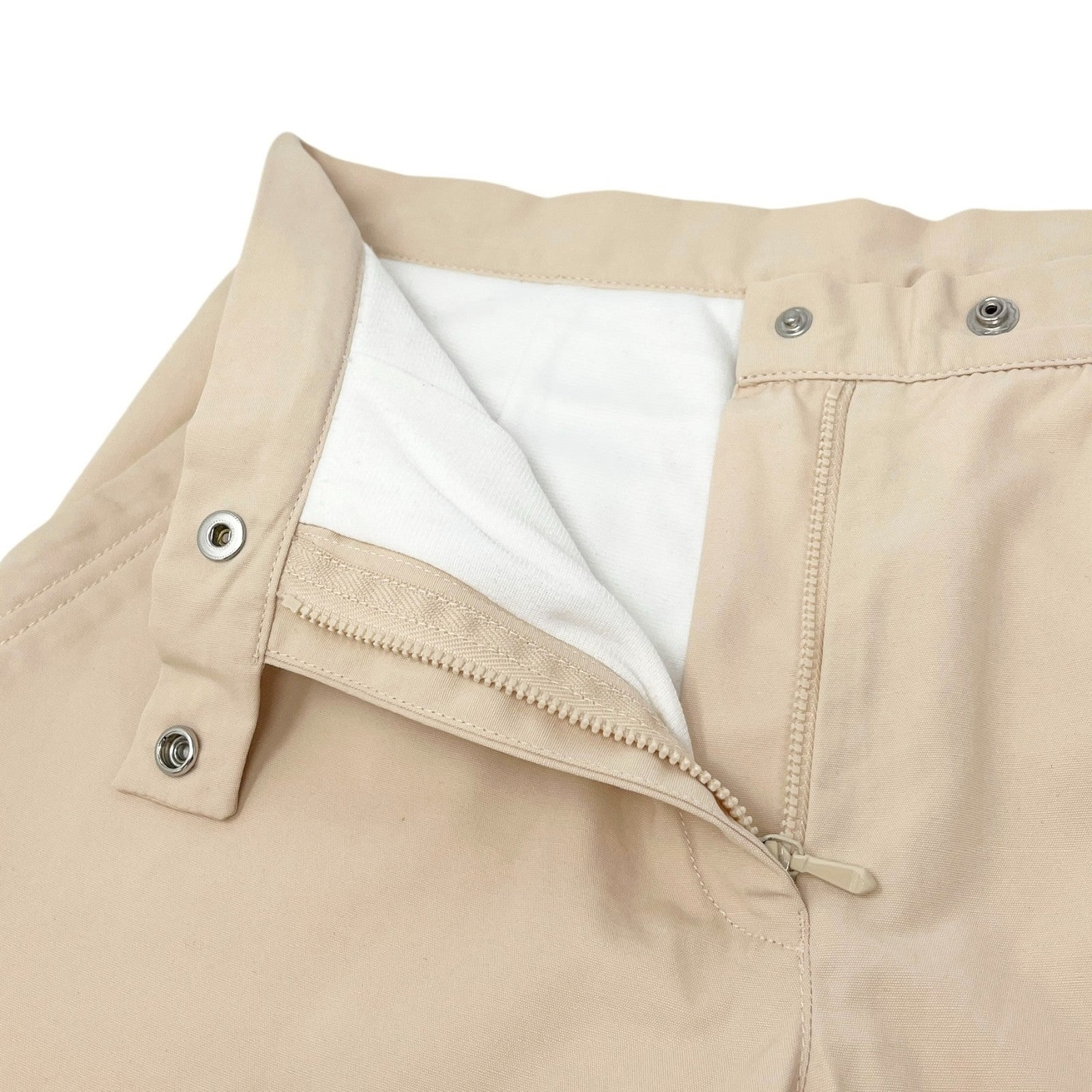 CHANEL Sport Vintage 01A CC Logo Jogger Pants #38 Ribbed Hem Light Beige Silver