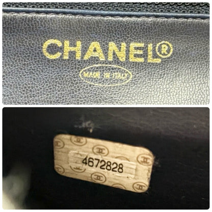CHANEL Vintage CC Logo Denim 2way Vanity Shoulder Bag Blue Gold Handbag