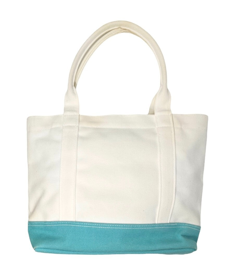 Courreges Vintage Logo Tote Bag Pocket Zip White Light Blue Cotton Rank AB