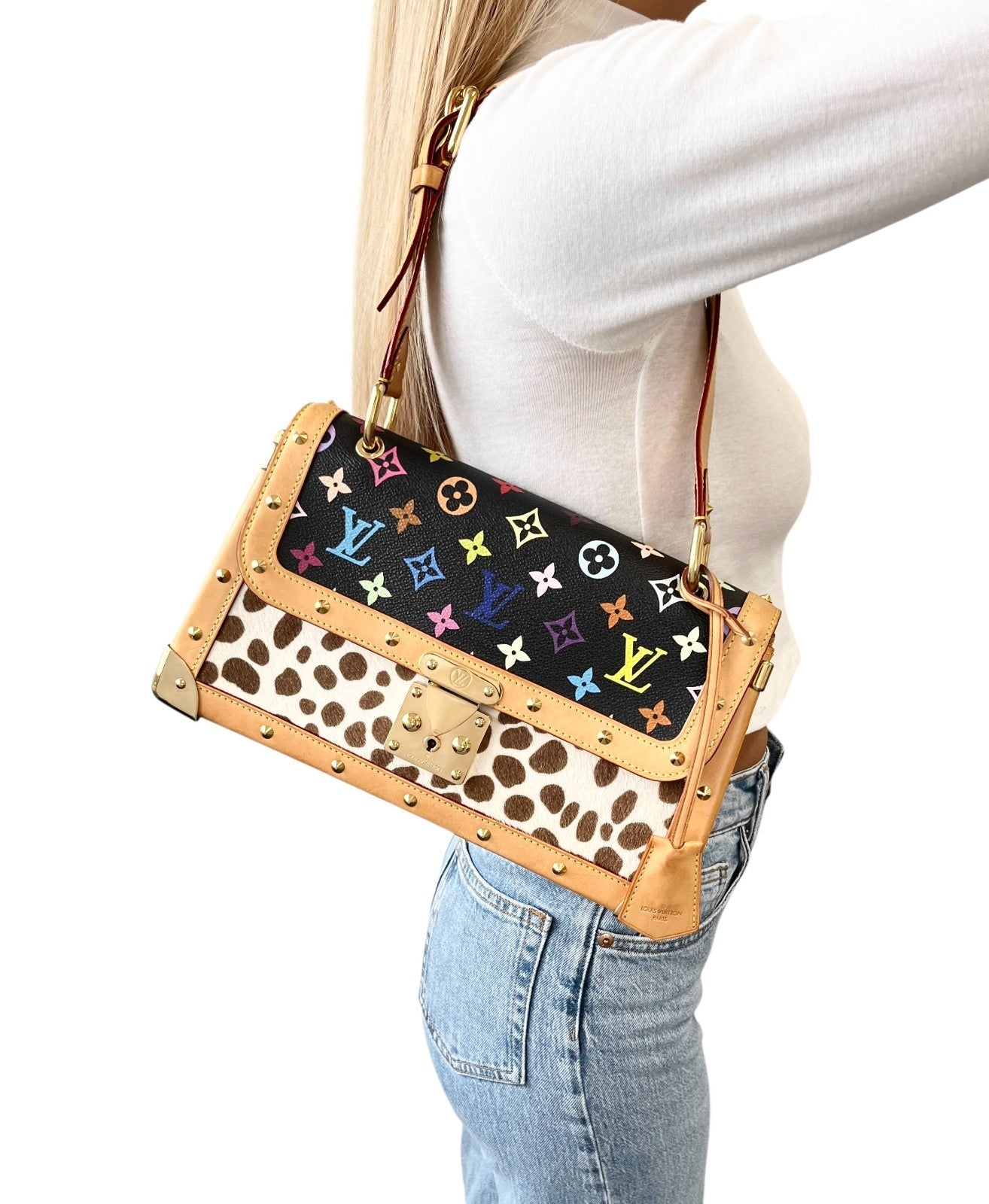 LOUIS VUITTON Vintage Monogram Multicolor Sac Dalmatian Bag Pony Calf Hair