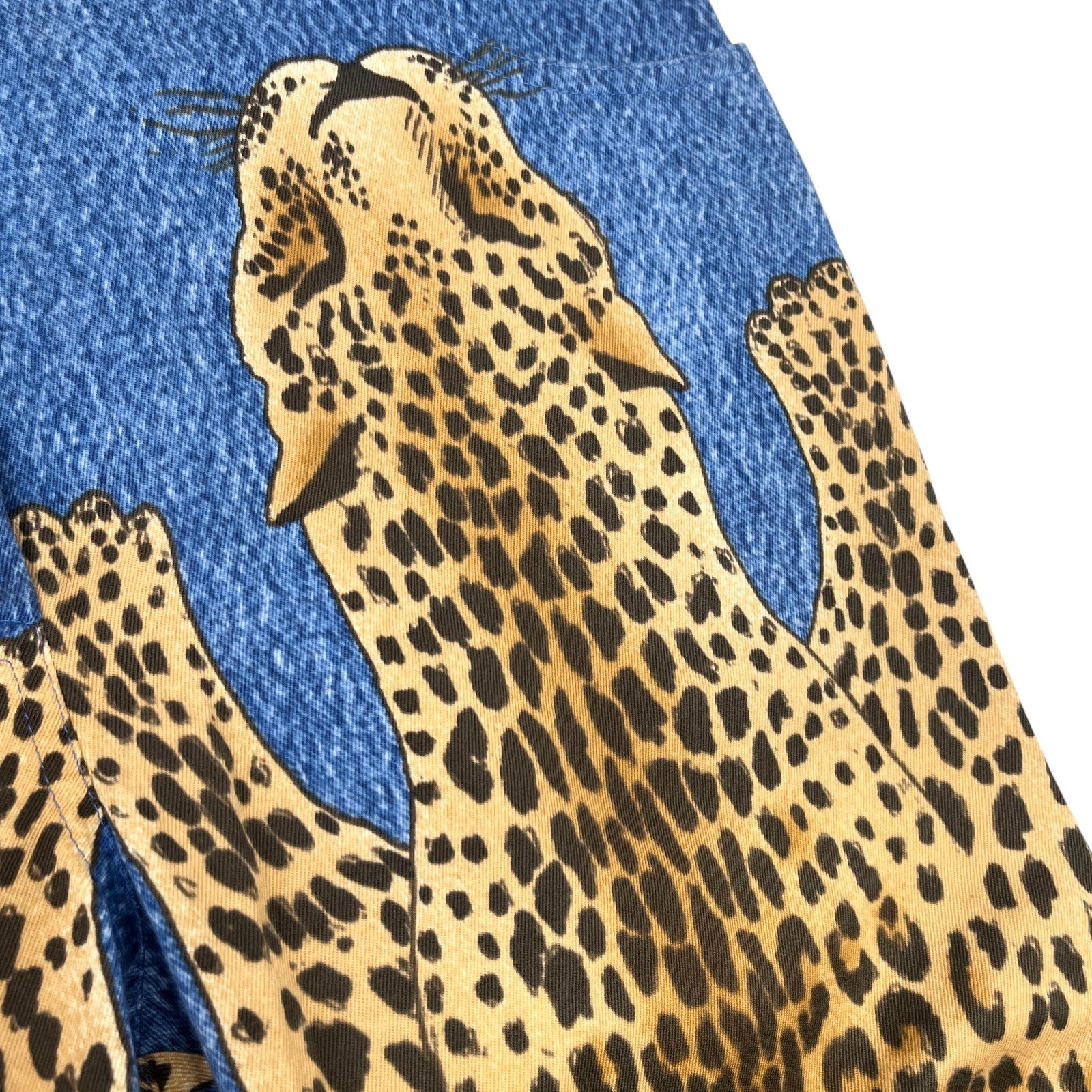 Christian Dior Vintage 2000 AW Runway Cheetah Denim Pants #40 Blue Gold Cotton