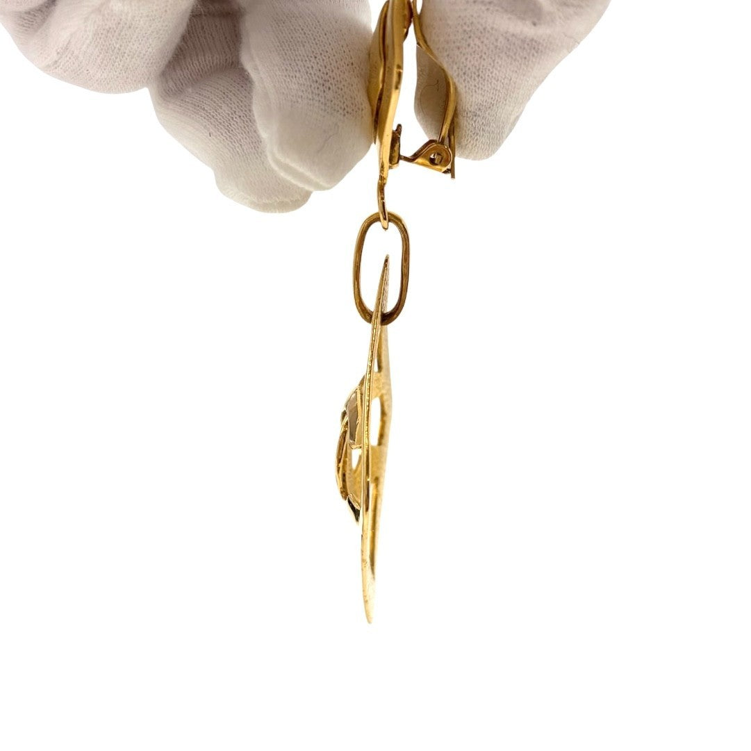 CHANEL Vintage 95P CC Logo Gold Earrings Jewelry Accessory Metal 902014