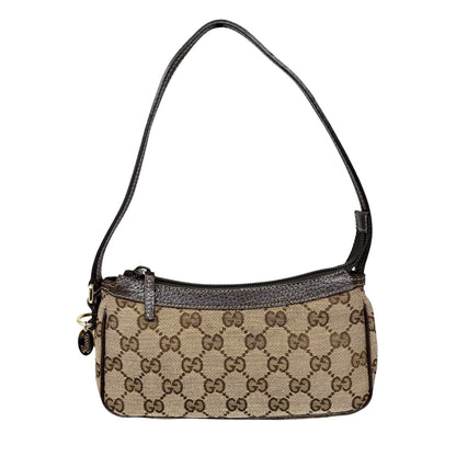 GUCCI Vintage GG Monogram Logo Pochette Mini Bag Charm Brown Canvas 902817