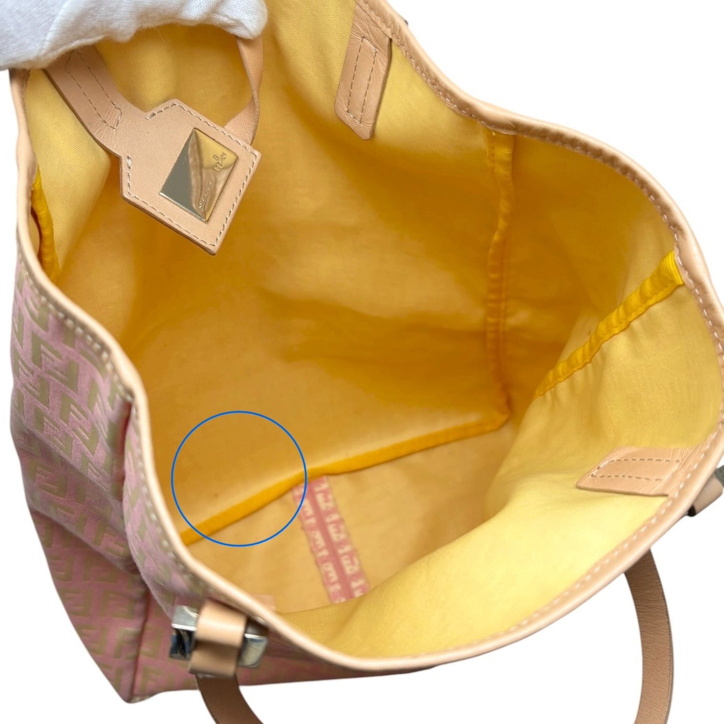 FENDI Vintage FF Logo Zucchino Tote Bag Pink Beige Canvas w/Pouch 901878