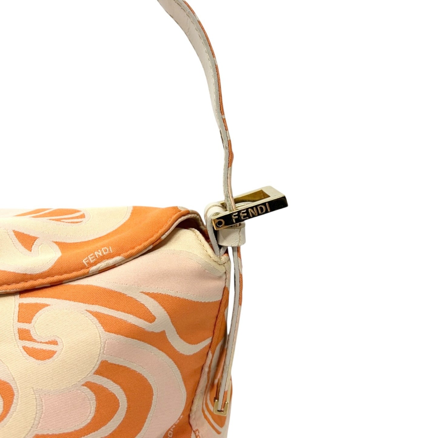 FENDI Vintage FF Logo Mamma Baguette Psychedelic Print Silk Shoulder Bag Orange
