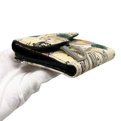 Christian Dior Vintage Paris Motif Art Sketch Saddle Wallet Multicolor 902356