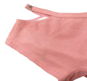 CHANEL Vintage CC Logo Swimsuit Bikini Separate Swimwear Pink Nylon Rank AB