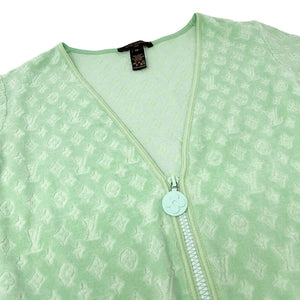 LOUIS VUITTON Vintage LV Monogram Zipped Jacket #38 Green Cotton Velour Rank AB