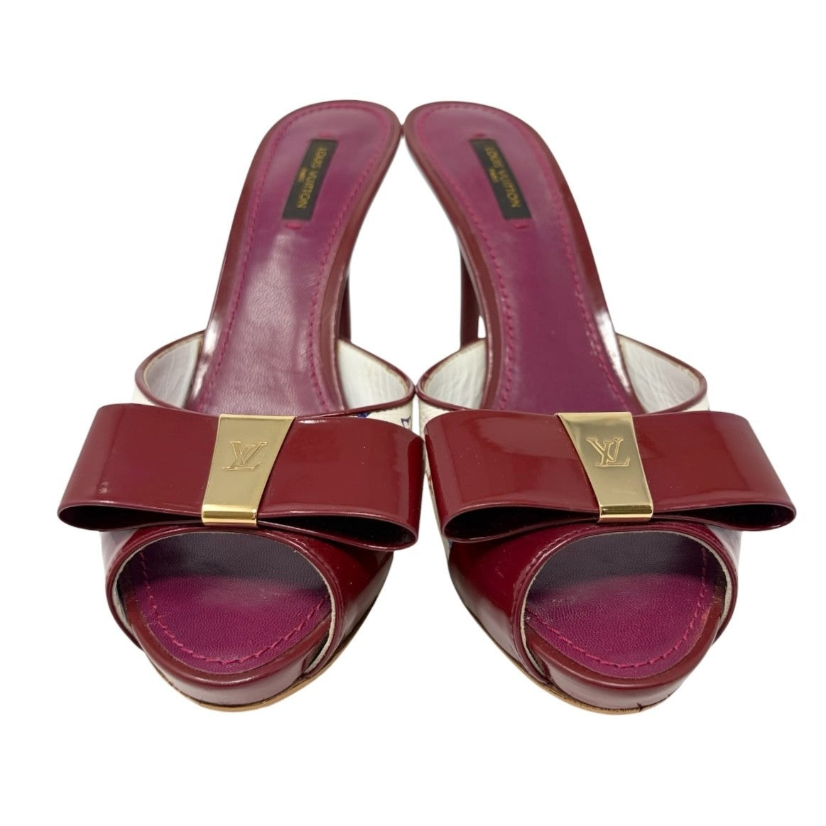 LOUIS VUITTON Vintage Monogram Multicolor Sandals Heels #39 Red 902565