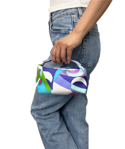 EMILIO PUCCI Vintage Logo Geometric Print Mini Handbag Blue Multicolor 902806